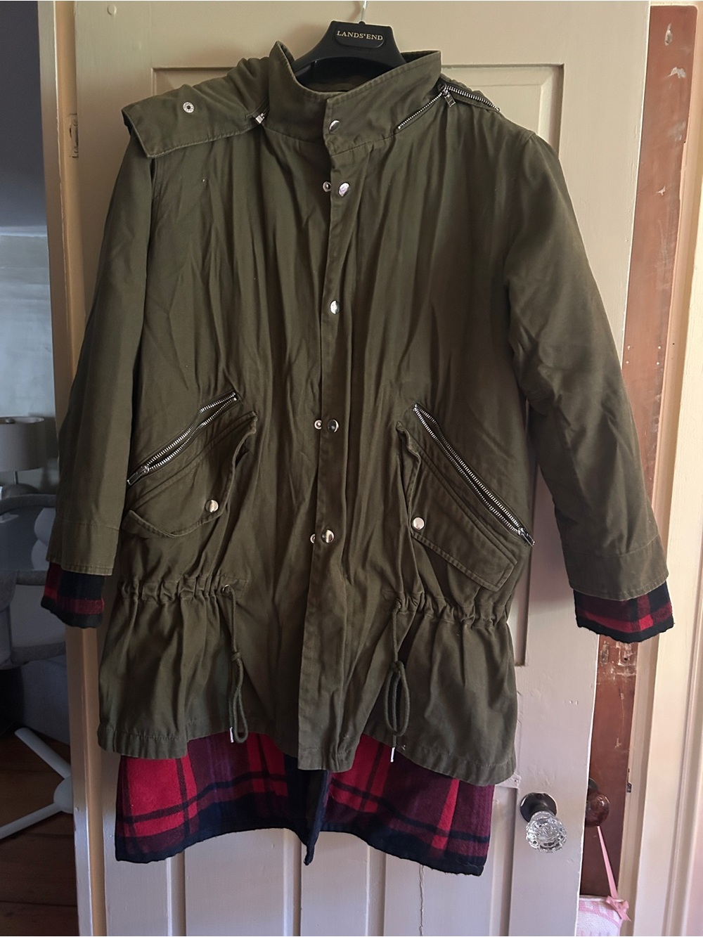 Maje 2-in-1 anorak style coat with removable flannel lining
